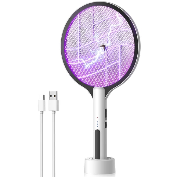 Raqueta eléctrica mata moscas DEEZEE 4500 V ahuyentador de insectos morado