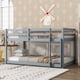 thumbnail image 1 of Solid Wooden, Solid Rubber Wooden Twin over Twin Floor Bunk Bed with Ladder, with Bed Platform of Strengthened Slats , Grey, 1 of 3