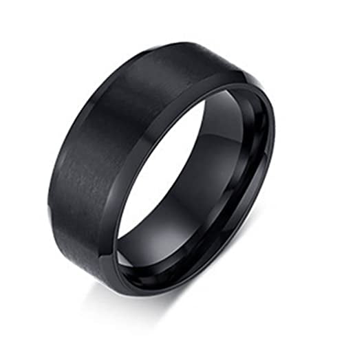 Genérico - Anillo Titanio Moda 2023 Acero Quirurgico Inoxidable Hombre Dama Cuadrado Negro / Talla 5