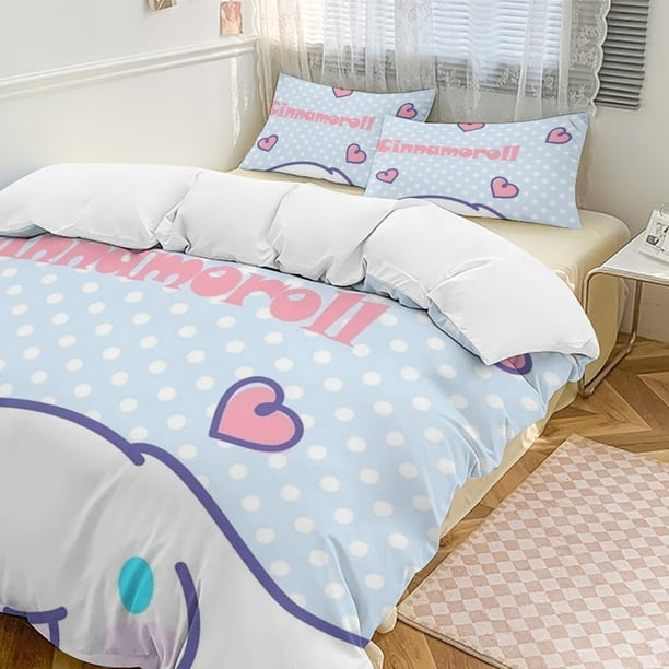 Cinnamoroll 3-Piece Twin Bed Set - Includes 1 Single Comforter And 2 Pillowcases Bedding - Fade Resistant Microfiber - Cinnamoroll