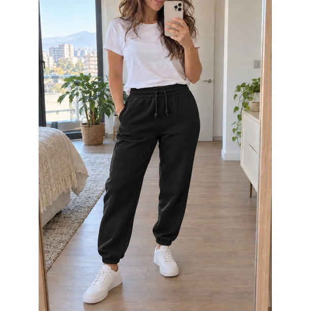 Pantalon Buzo Jogger Deportivo Casual Ajustable 285g Algodon Negro Liso Xl