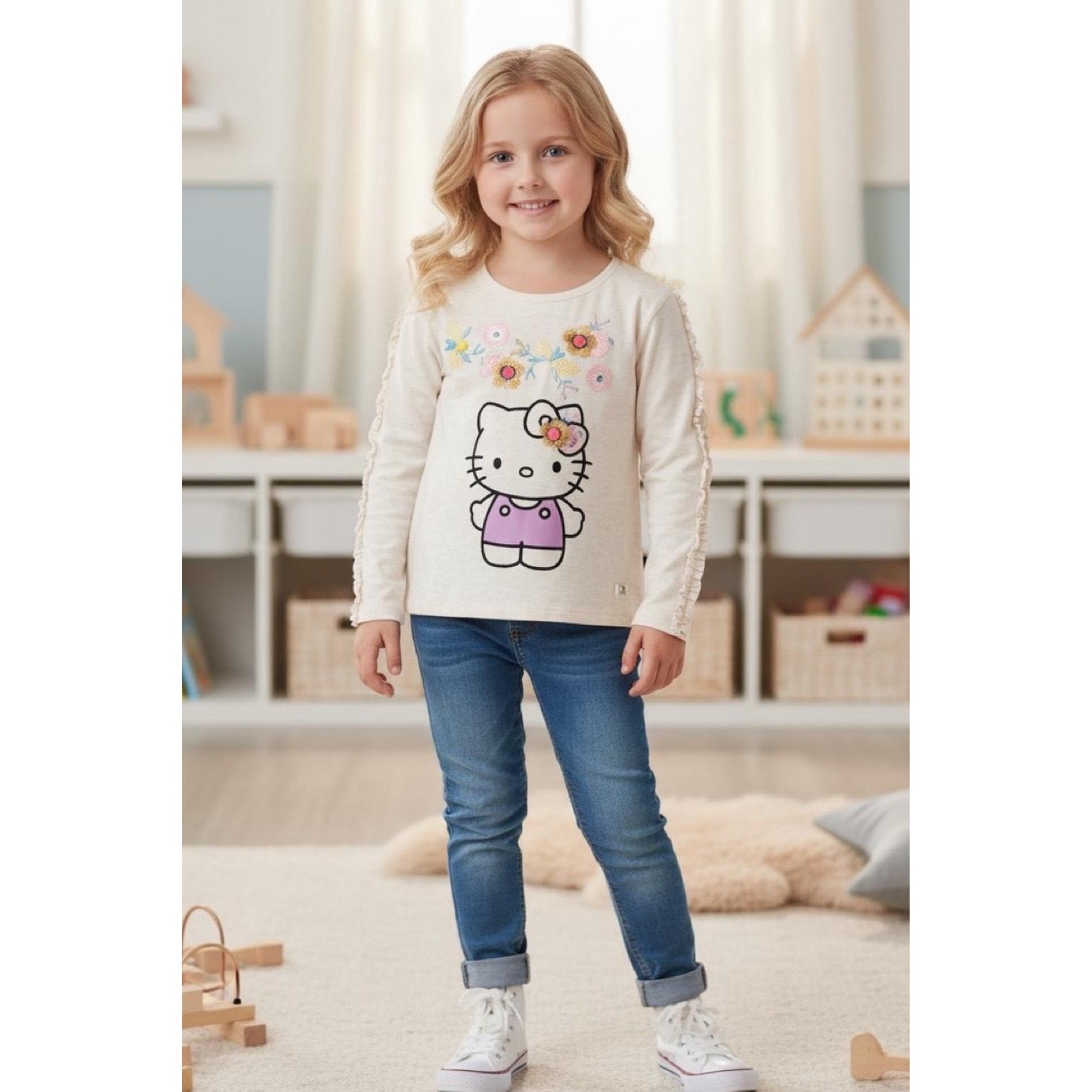 Polera Niña Hello Kitty Beige 4