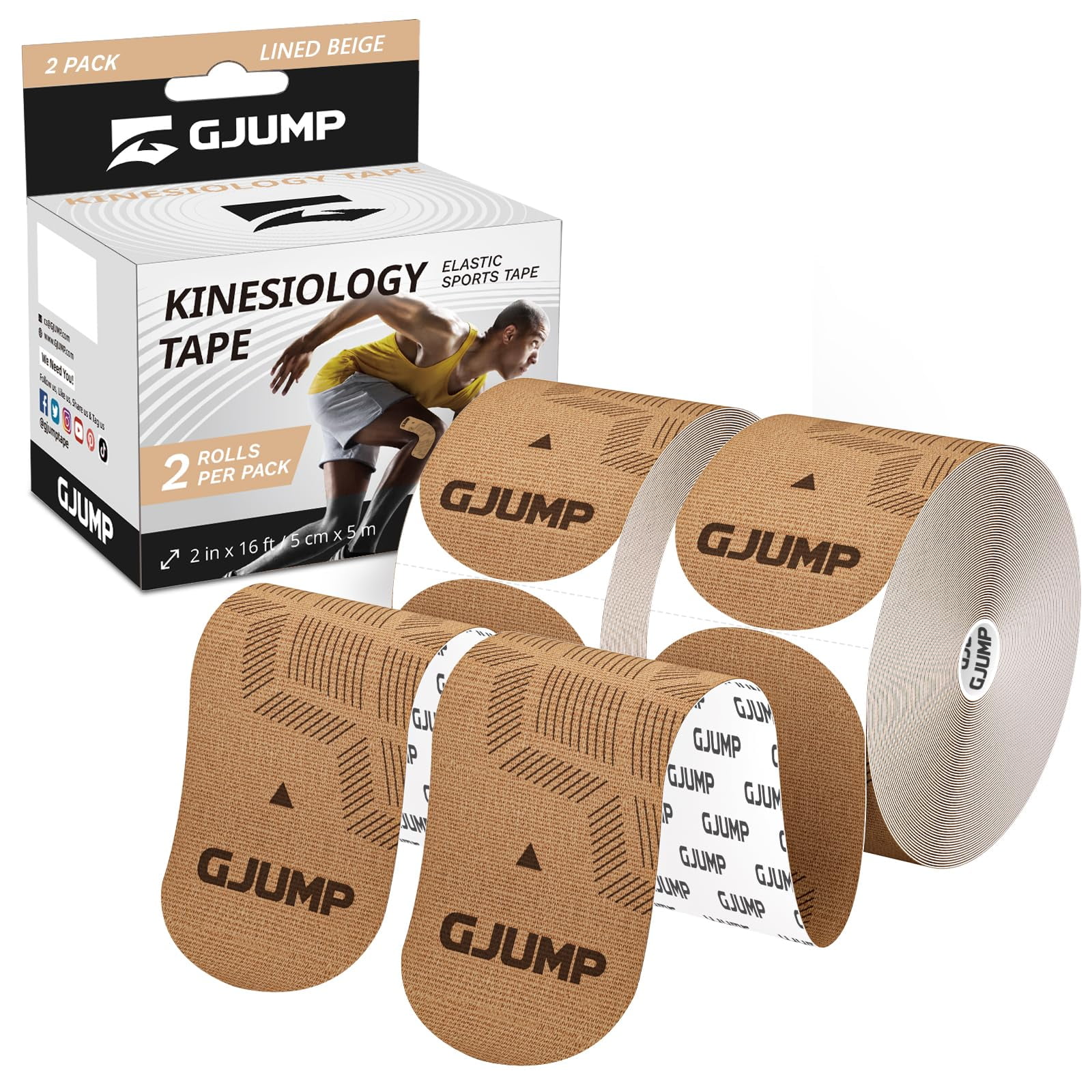 Cinta De Kinesiología Gjump Original, De Algodón, Elástica, 40 Tiras