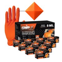 Guantes De Nitrilo Gripxx Herkules Grip Heavy Duty De 8 Mil, Color Naranja