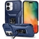 thumbnail image 1 of Funda Armada para iPhone 16 con Tapa Deslizante y Soporte Magnético Giratorio Azul, 1 of 5