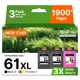 thumbnail image 1 of Cartuchos de tinta Valuetoner 61XL paquete de 3 (2 negros, 1 tricolor), 1 of 7