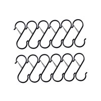 Bothyi - 12 Ganchos De Metal En Forma De S De 3,6 Pulgadas, Ganchos Para Estante De Ollas De Cocina, Sombreros, Utensilios De Cocina, Color Negro