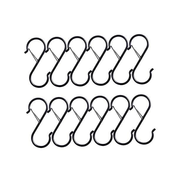 12 Ganchos De Metal En Forma De S De 3,6 Pulgadas, Ganchos Para Estante De Ollas De Cocina, Sombreros, Utensilios De Cocina, Color Negro