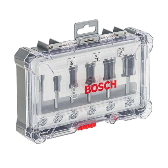 Juego de fresas rectas Recortadoras Bosch Standard vástago de 1/4" 6 pzs