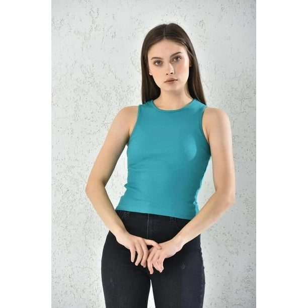 Polera Musculosa Mujer Turquesa Sin Mangas Talla S