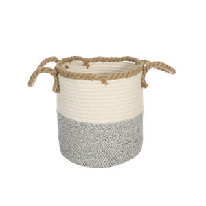 Vgo - Canasto Redondo 32X55 Cm Blanco Y Gris