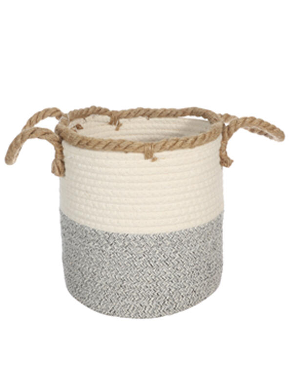 Vgo - Canasto Redondo 32X55 Cm Blanco Y Gris