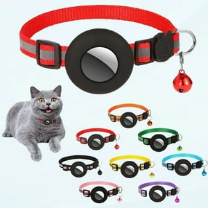 Genérico - Collar Para Mascota Tela Con Funda Porta Airtag Rojo Talla S