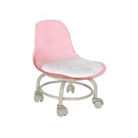 Magideal - Taburete Con Ruedas Bajo Con Respaldo, Taburete Con Ruedas Pequeño, 45 Cm De Altura, Pu Impermeable, Taburete De Cocina Cómodo Y Práctico, Giratorio D Rosa