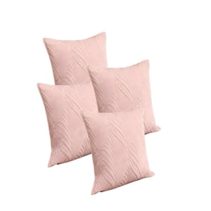 Genérico - Pack De 4 Fundas De Cojin Serie Hojas 45X45 Cm Rosa