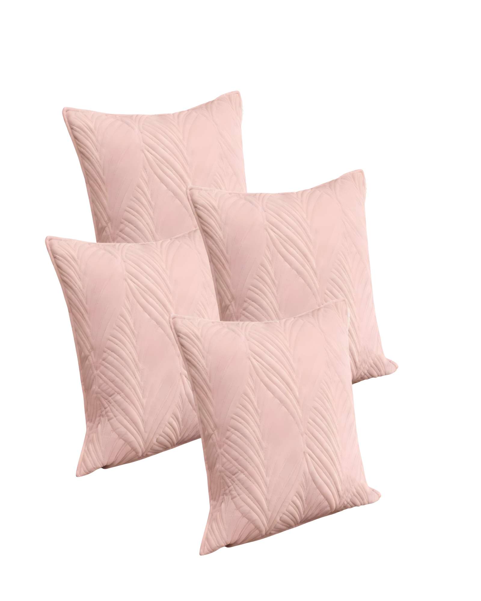 Genérico - Pack De 4 Fundas De Cojin Serie Hojas 45X45 Cm Rosa