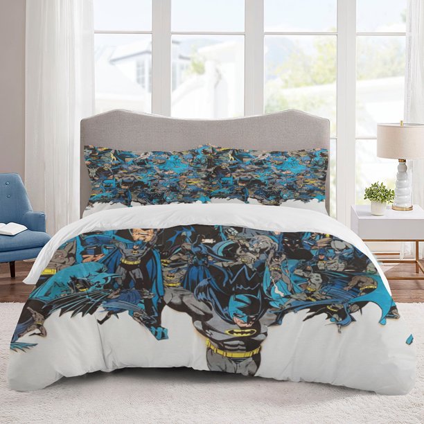 Batman Bedding Sets Cartoon Duvet Cover Lightweight 3 Piece Bet Sets for Kids Boys Girls