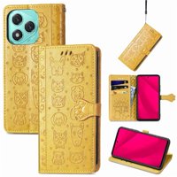 Funda Cartera Foxdock Para Honor 400 Lite , Flip Pu Con Relieve De Gatos Y Perros, Tarjetero Y Soporte