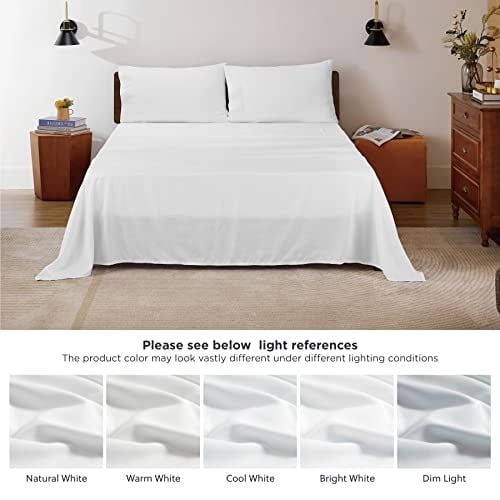 Sets de Sábanas Bedsure White King 4 piezas Soft 1800 King Size