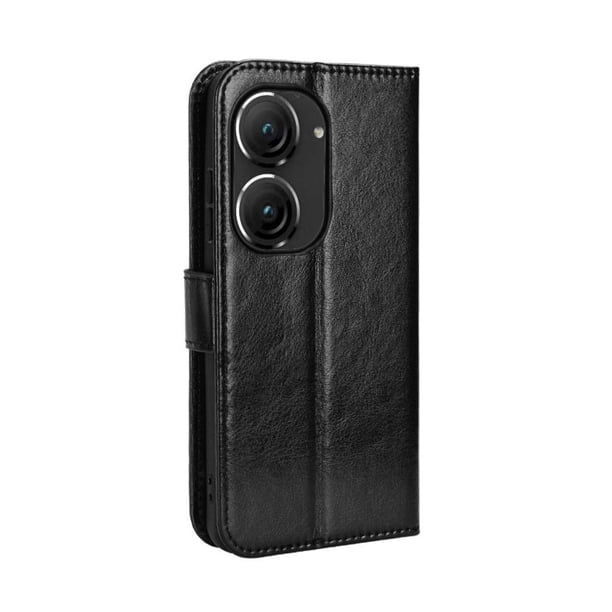 Funda tipo libro para Asus Zenfone 9, cartera todo‑en‑uno, funda multifuncional con tarjetero y correa de muñeca desmontable