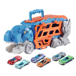 Bothyi - Camión Dinosaurio Transformable Divertido Interactivo Para Niños Niñas Edad 3 Años Azul Con 6 Coches