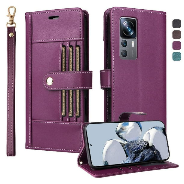 FOXDOCK Funda tipo Cartera para Xiaomi 12T/12T Pro – Cubierta de Cuero PU con Múltiples Ranuras, Bolsillo para Efectivo y Correa de Muñeca