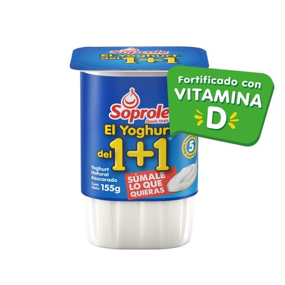 Yoghurt Sabor Natural Azucarado 1+1 Pote, 155 gr