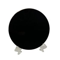 Magideal - Obsidiana Placa Redonda Pulida Disco De Adivinación Espejo Con Soporte Para Manualidades Meditación Adecuado Para Decoración Escritorio Estudio Regalo 6Cm