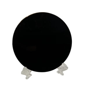 Magideal - Obsidiana Placa Redonda Pulida Disco De Adivinación Espejo Con Soporte Para Manualidades Meditación Adecuado Para Decoración Escritorio Estudio Regalo 6Cm