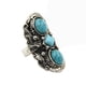 thumbnail image 2 of Anillo Del Dedo Tibetano Turquesa Vendimia Hippy Tallado Anillo Ajustable Gitana, 2 of 3