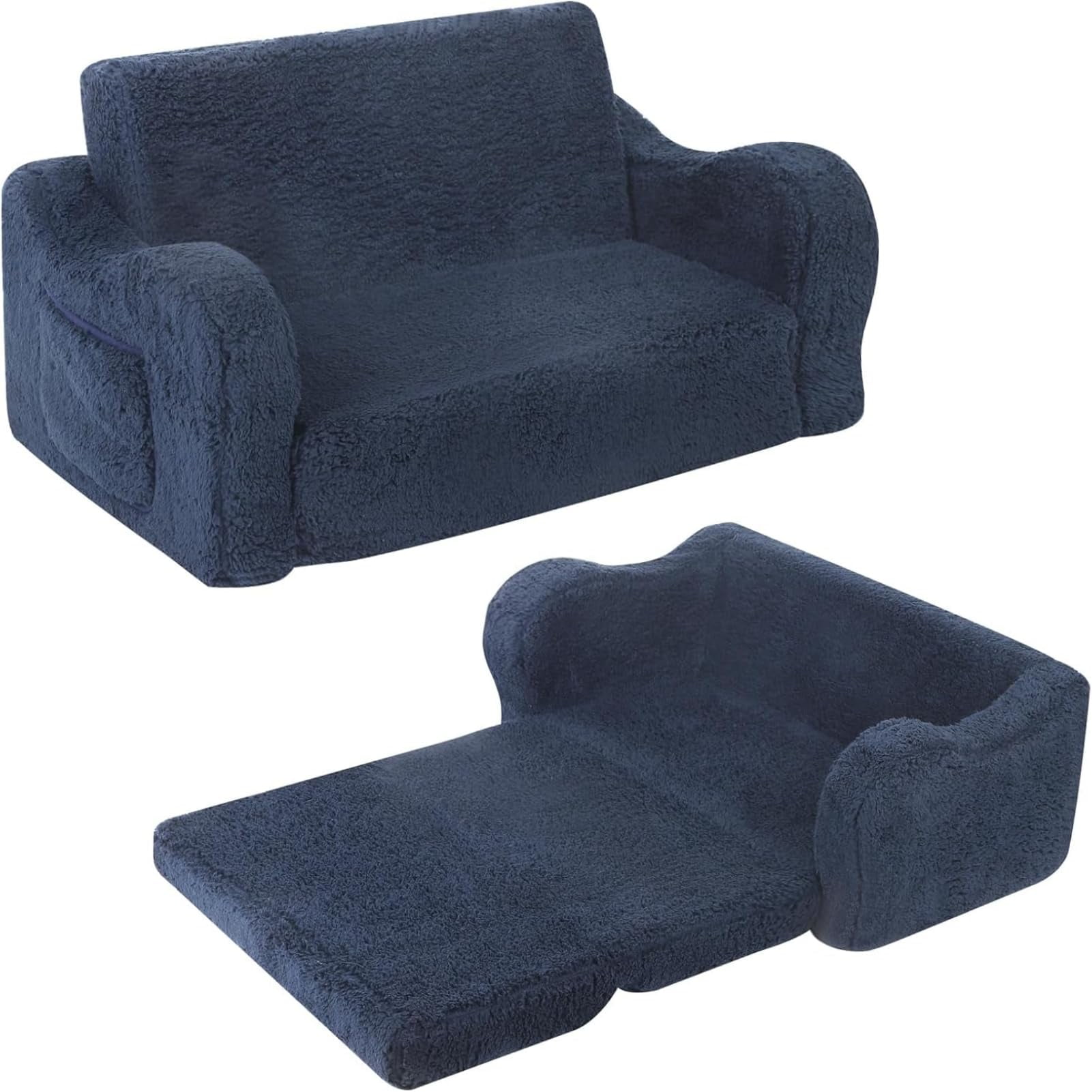 Silla Infantil Momcaywex Extra Ancha 2 En 1 Soft Sherpa Azul Oscuro