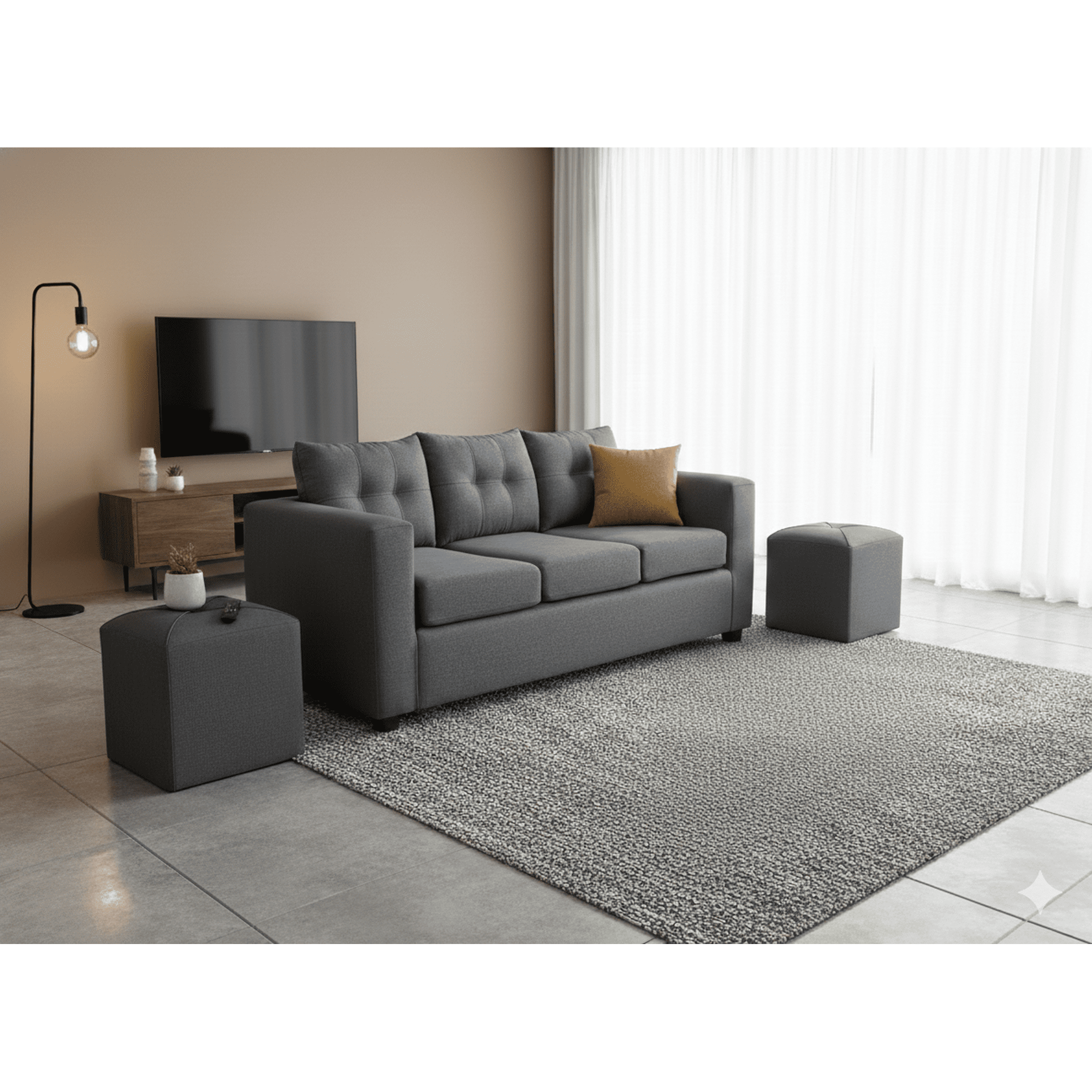 Fancy Hogar - Sofa Venecia 3 Cuerpos 2 Puff