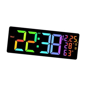 Magideal - Reloj De Pared Digital Led Con Fecha, Semana, Horario, Degreef/ Degreec, Despertador Electrónico Conmutable, Calendario Para Oficina, Dormitorio, Aula, Decoració