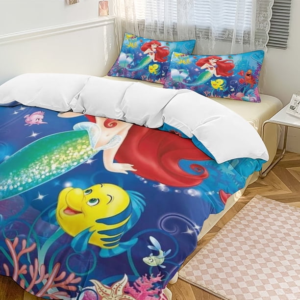 The Little Mermaid 3-Piece Bedding Set Soft Warm And Comfortable Soft Bed Set for Bedroom
