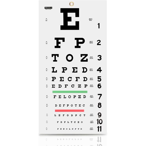 Cartilla de visión Snellen PECULA 28 x 56 cm 20 pies para pared