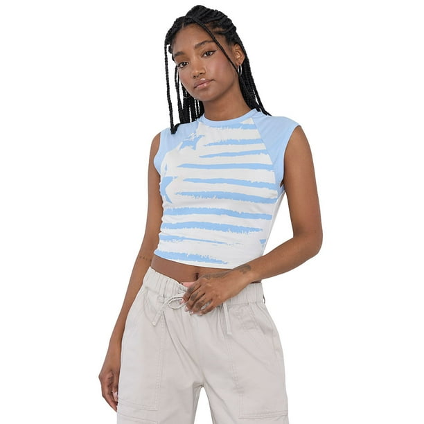 Polera Mujer Manga Corta Estrellas Celeste Corona