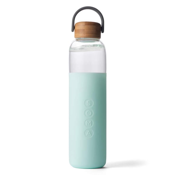 Botella de agua de vidrio Soma 740 ml sin BPA con funda menta