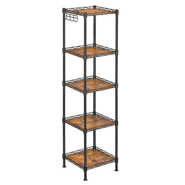 Estantería de baño SONGMICS de 5 niveles con 5 revestimientos de polipropileno para estantes, color negro