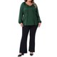 thumbnail image 2 of Agnes Orinda Conjuntos de Halloween para Mujeres Blusas de Talla Grande con Lazo Frontal y Abertura Manga Larga Camisa Elegante 2025 Blusa de Otoño 1X Verde, 2 of 6
