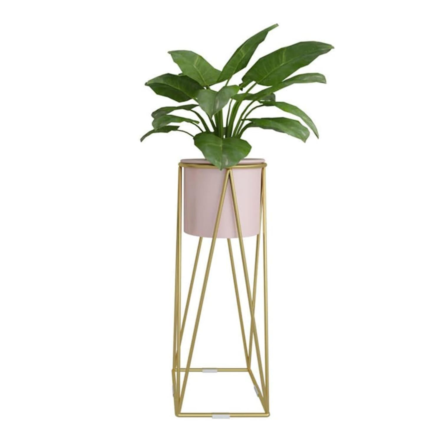 Fliperex - Porta Macetero Pedestal Maceta Plantas Rosado Dorado Mediano Rosa
