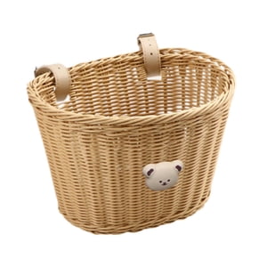 Ioensy - Cesta De Bicicleta Canasta De Almacenamiento De Ratán Tejido Canasta Colgante Para Bicicletas Niños Adultos Marrón Claro