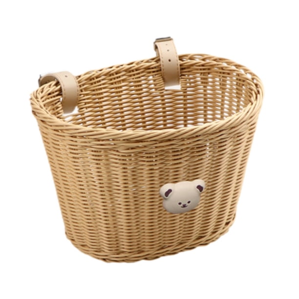 Cesta De Bicicleta Canasta De Almacenamiento De Ratán Tejido Canasta Colgante Para Bicicletas Niños Adultos Marrón Claro