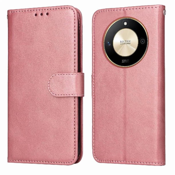 Funda Billetera para Honor X9B con Porta Tarjetas y Soporte Ajustable Rosa