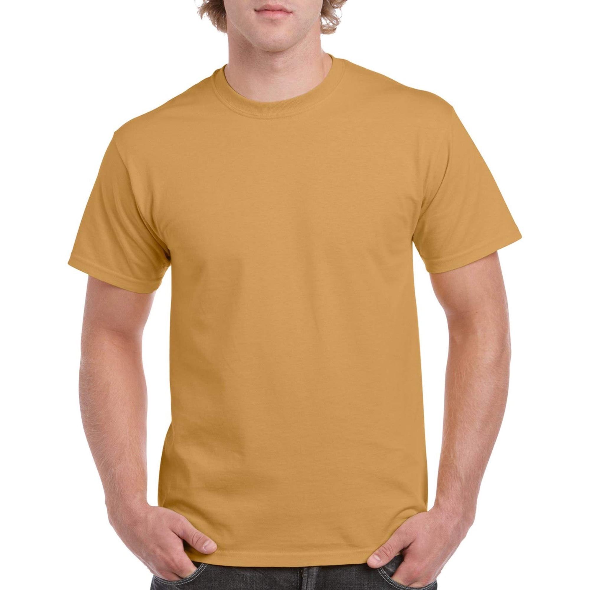 Camiseta Gildan Para Hombre, Cuello Con Cinta Gruesa, Cómoda, Color Dorado Viejo