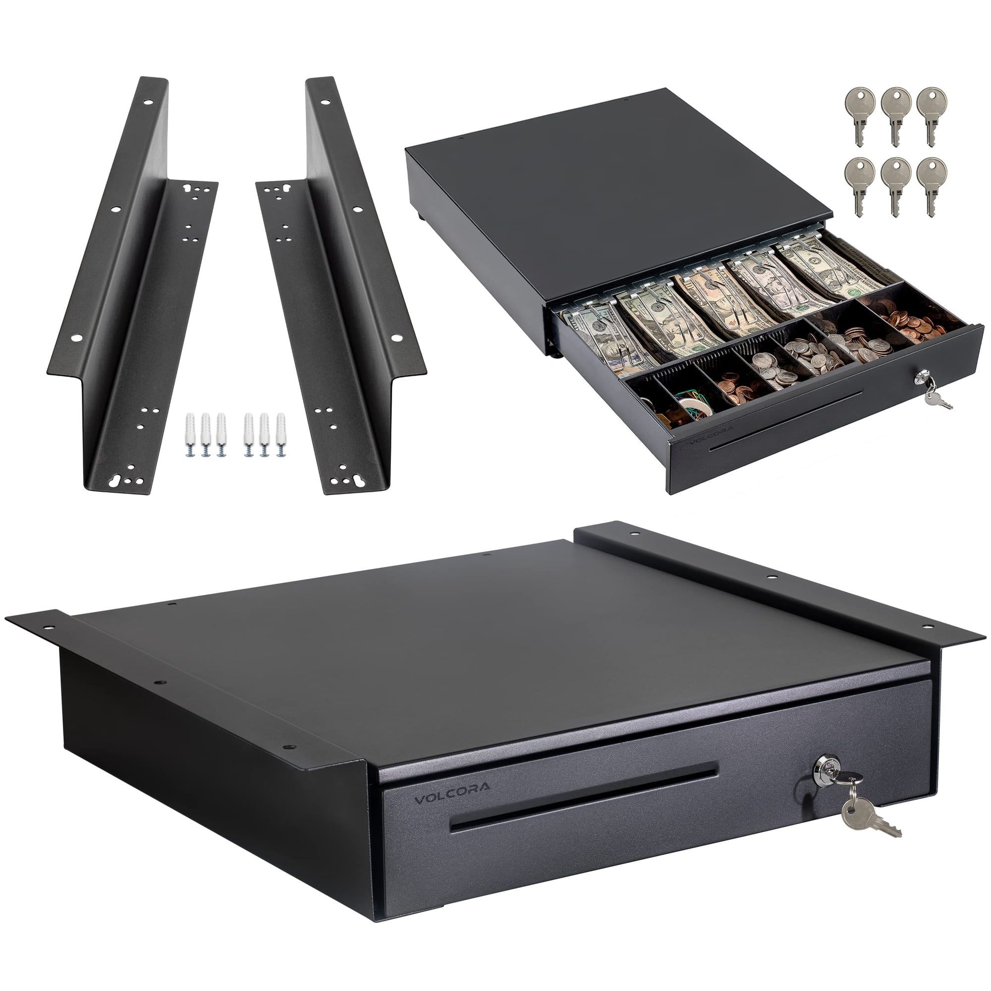 Cajón Para Caja Registradora Volcora Cd-5b De 16 Pulgadas Con Soporte Para Debajo Del Mostrador