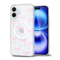 Funda De Teléfono Svanove Para Iphone 16 Clear Bow Coquette Pink
