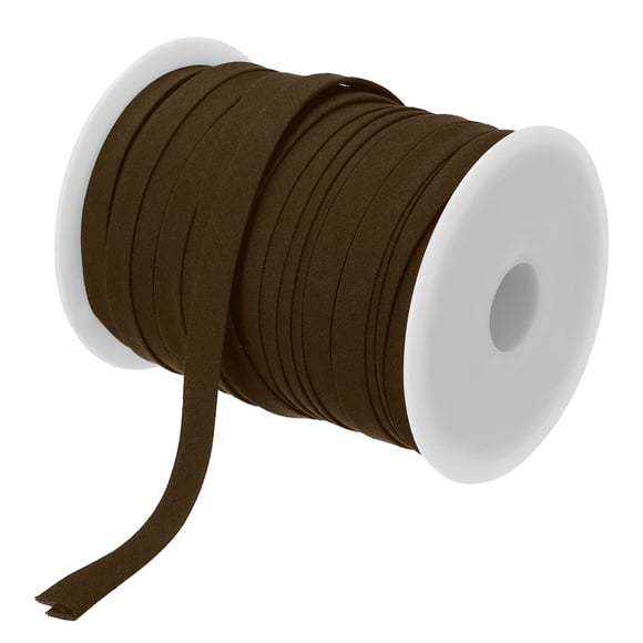 Uxcell 2/5" Cinta al bies de doble pliegue de poliéster continuo a granel para costura y unión Marrón oscuro 55 yardas