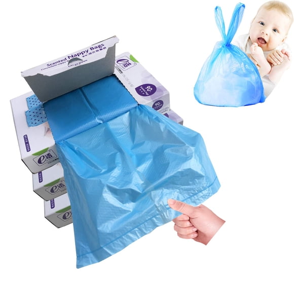 Bolsas para desechar pañales Dergik, 270 piezas, aroma ligero, azul