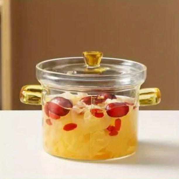 1pc, Glass Mini Saucepan With Cover, Glass Pots For Cooking, Clear Cooking Pots, Microwave Safe, Kitchen Utensils, Kitchen Gadgets, Kitchen Accessories, Home Kitchen Items, Pots