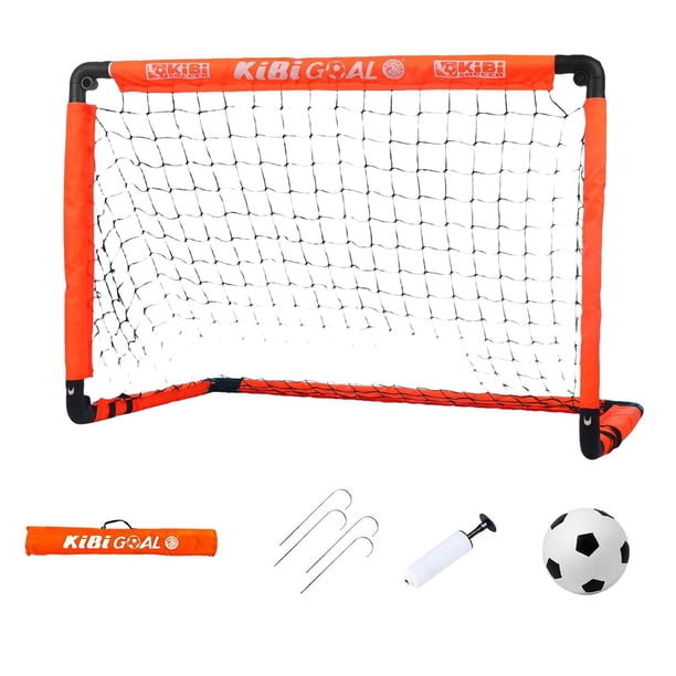 Portería de fútbol Red de fútbol portátil para juegos de patio trasero y porterías de entrenamiento para niños y jóvenes Práctica de fútbol con bolsa Bomba de bola naranja M w